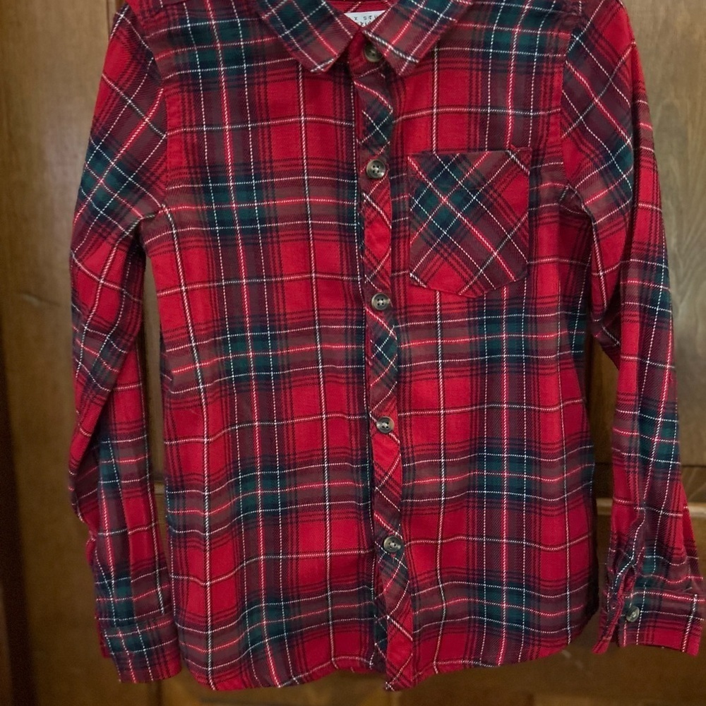 Max Studio Kids Red and Blue Plaid Button Down Shirt - Picture 4 of 10